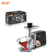 RAF 2500W Electric Meat Grinder Machine with packaging on a white background
