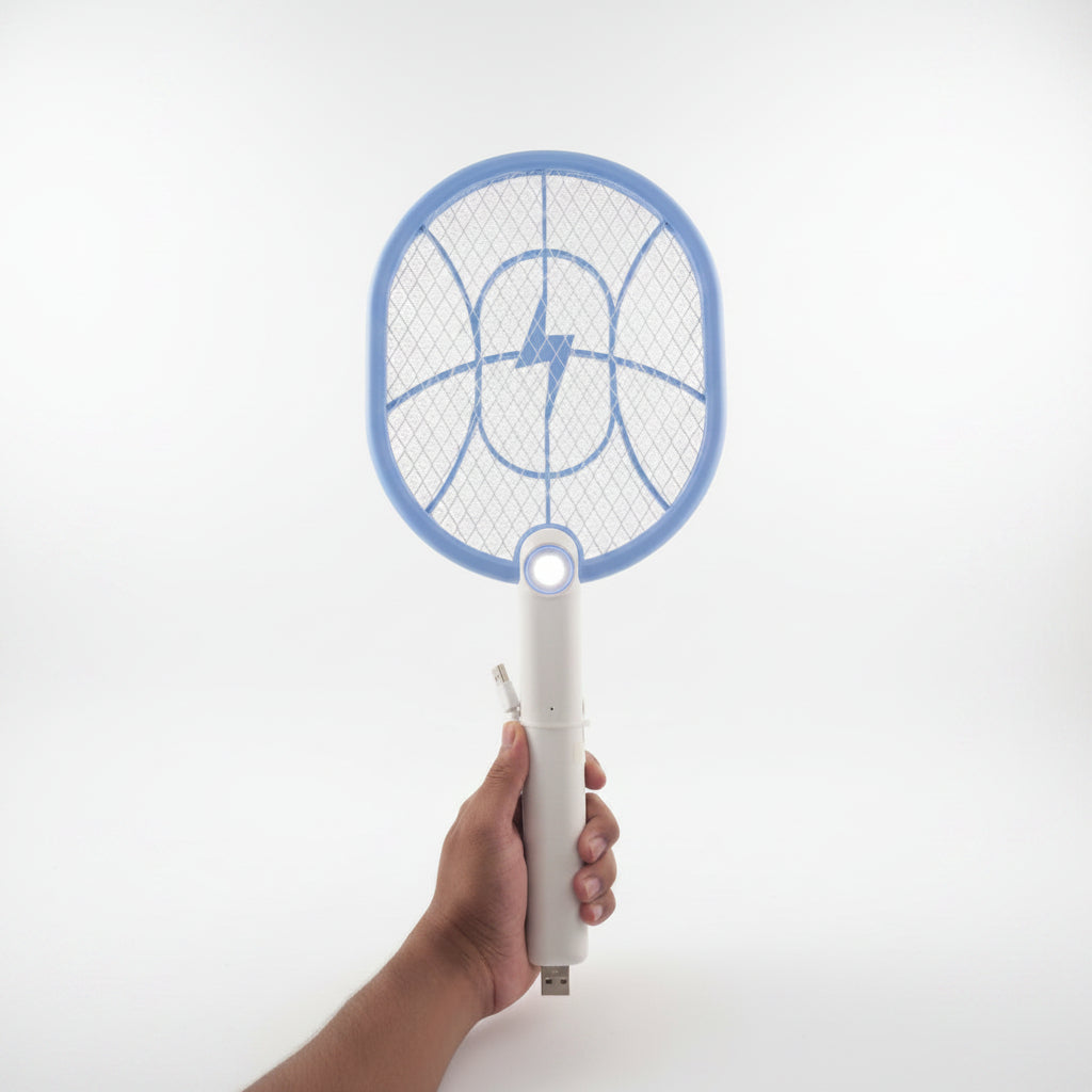 Electric Mosquito Fly Swatter Racket with LED Light, High Voltage Bug Zapper Killer