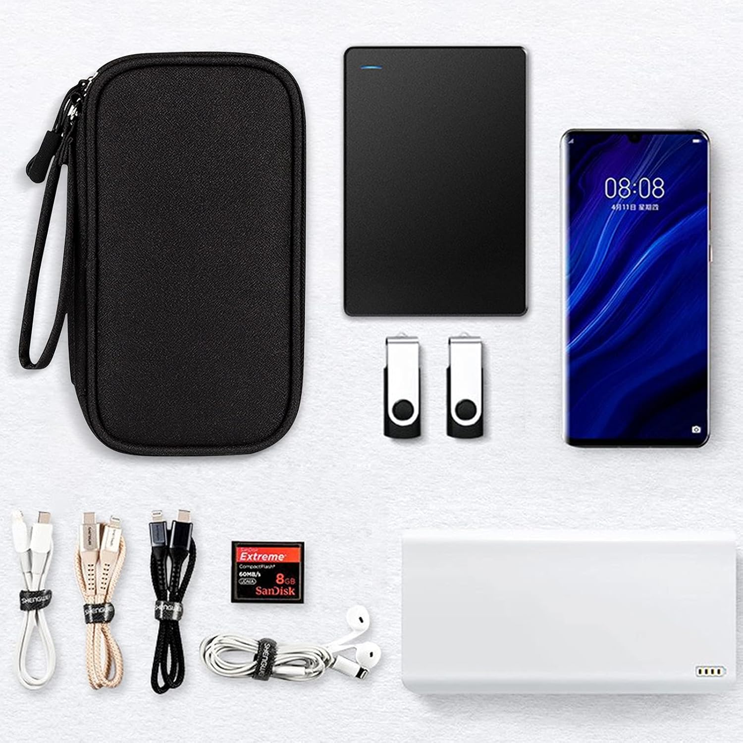 Electronic Accessories Organizer Travel Case with accessories to be stored in it.