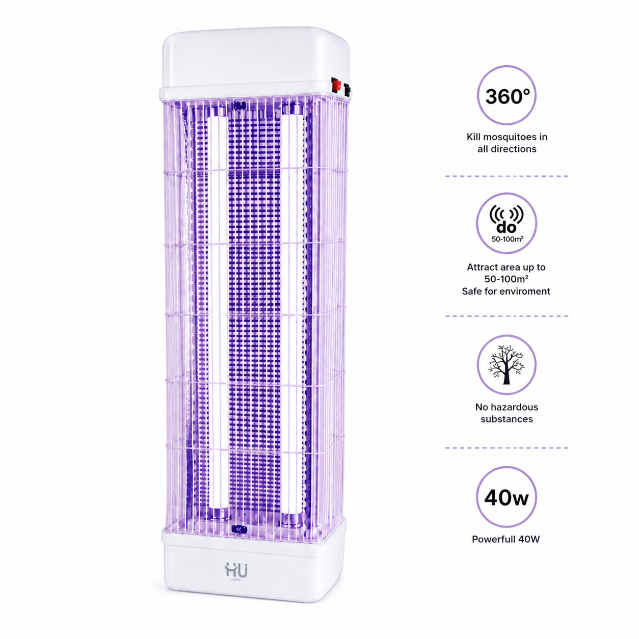 Mosquito killer with features highlighted on a white background