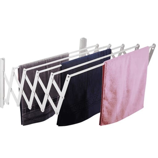 Wall-mounted extendable clothes hanger with towels