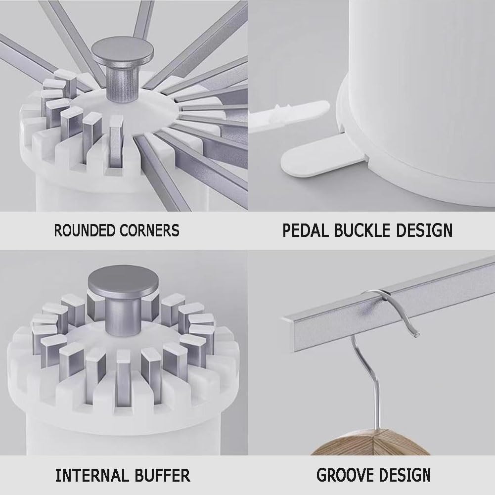different sides of the Foldable Clothes Hanger Airer Umbrella, an installation-free laundry rail with 16 drying rods