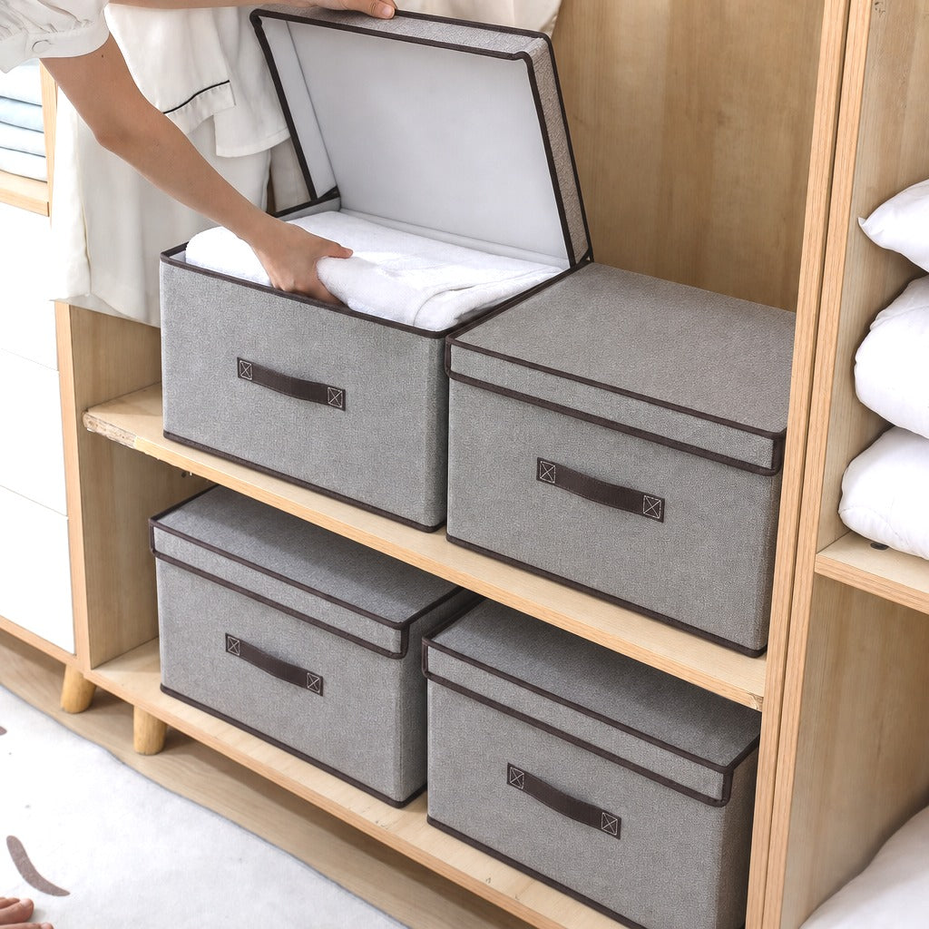 Foldable Fabric Storage Box with Lid, Multi-Purpose Closet Organizer Bin for Clothes & Home Storage