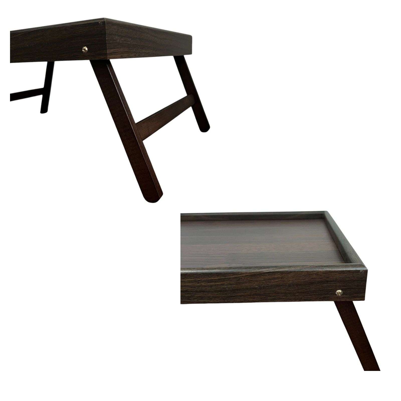 Foldable Wooden Bed Tray Table, Portable Breakfast Serving Tray