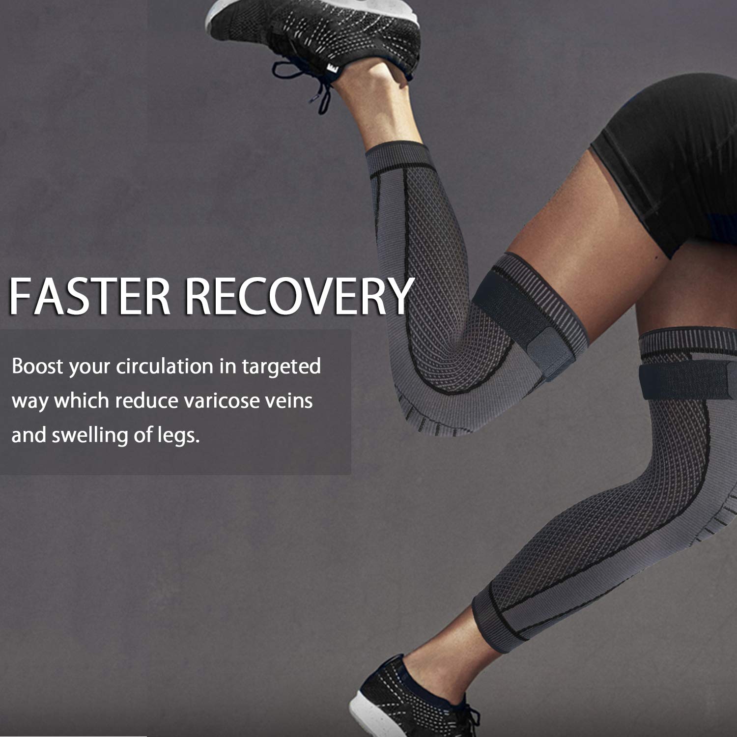 Someone is Wearing Full Leg Compression Knee Support Sleeves.