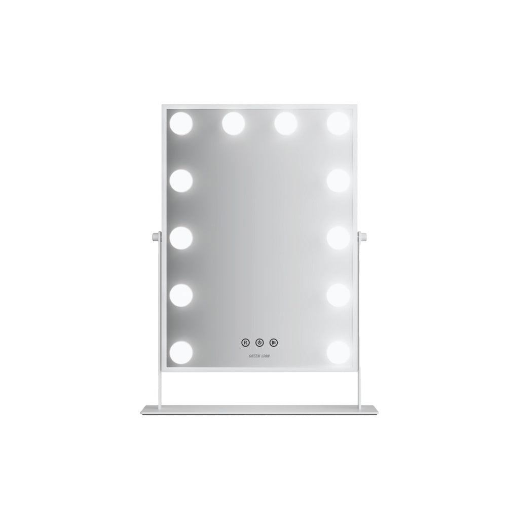 Green Lion Glam Shine Makeup Mirror with lights on a white background