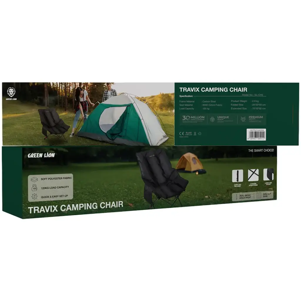 Pack of Green Lion Travix Camping Chair.