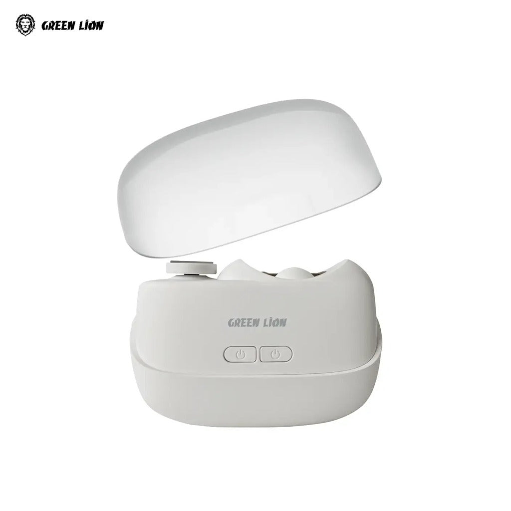 White  Green Lion 2-in-1 Nail Clipper & Polisher on a white background.