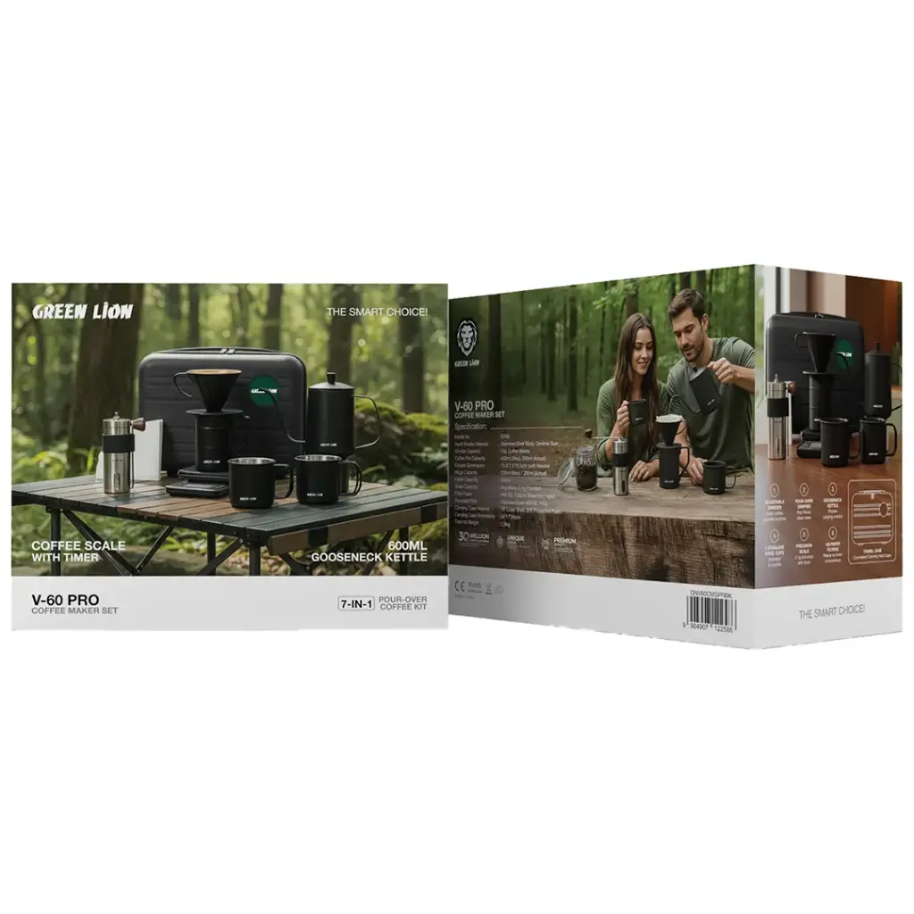 Green Lion V-60 Pro Coffee Maker Set, 7-in-1 Pour Over Coffee Brewing Kit - G100