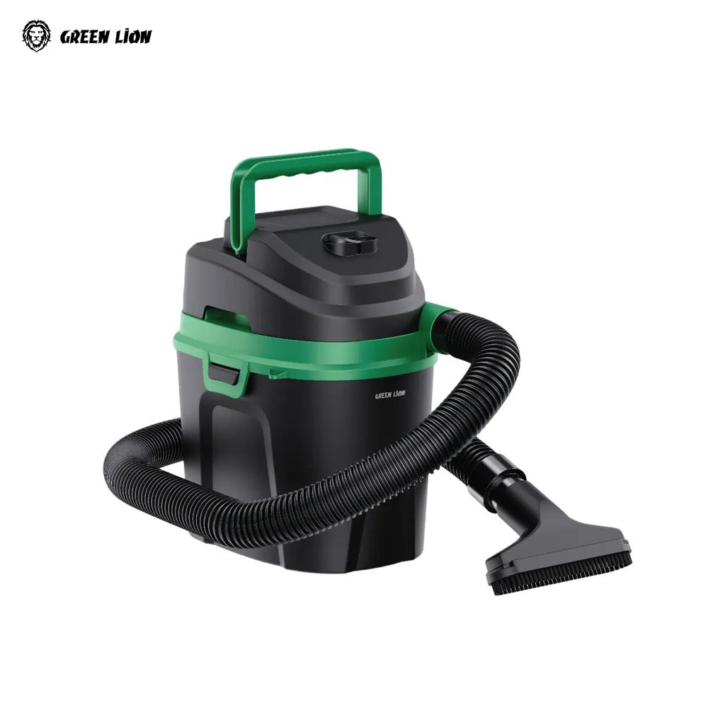 Green Lion Force Vacuum 6L Wet & Dry Vacuum Cleaner with hose on a white background, featuring the Green Lion brand.