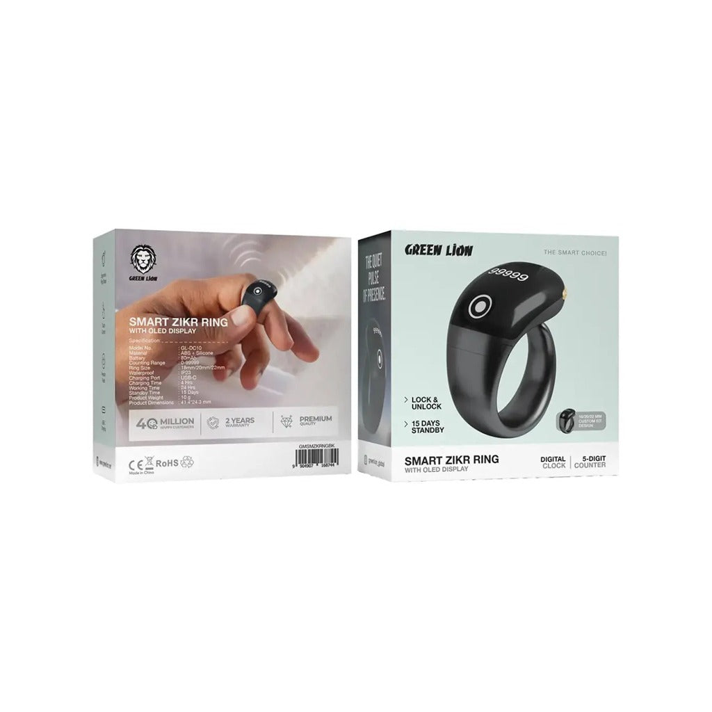 Pack of Green Lion Smart Zikr Ring.
