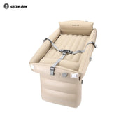 Beige Green Lion Inflatable Toddler Travel Bed on the white background