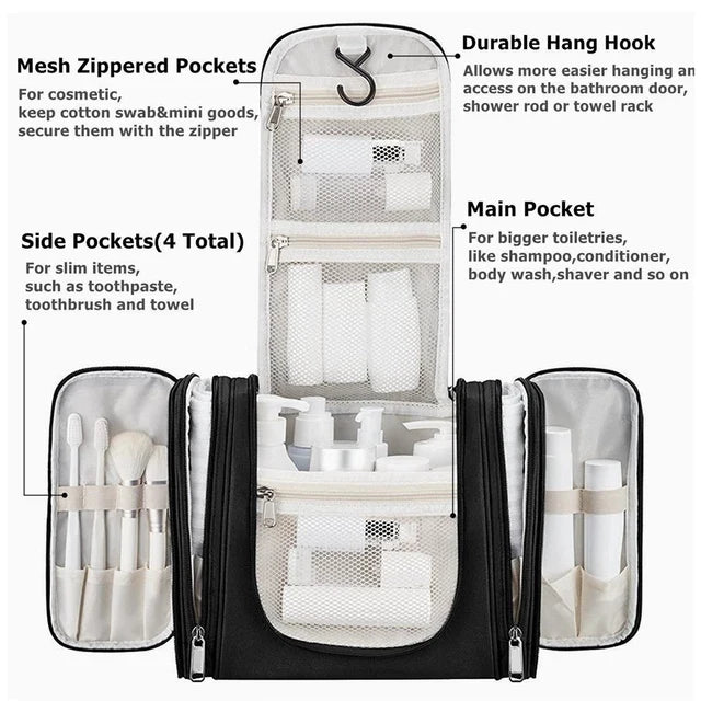 Travel Toiletry Wash Cosmetic Bag Makeup Storage Case with different features