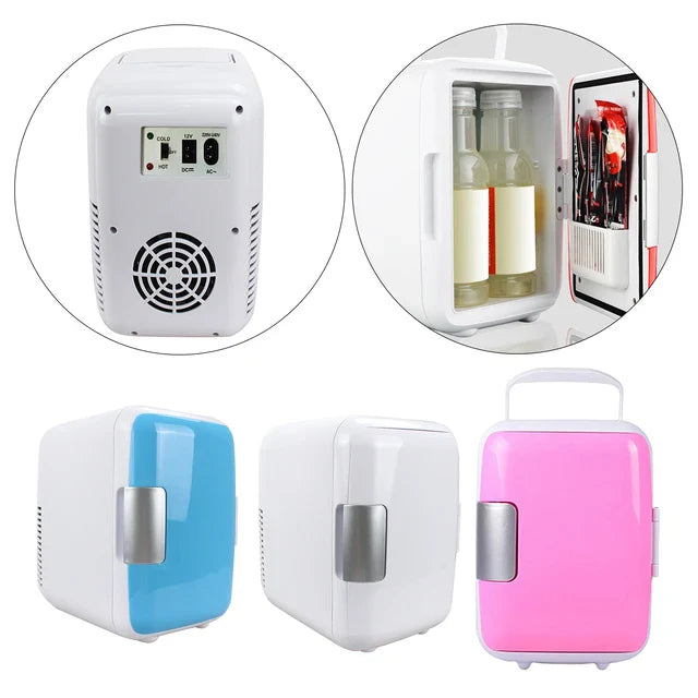 3 Mini Car Fridge - Image displays front and back view of the product 