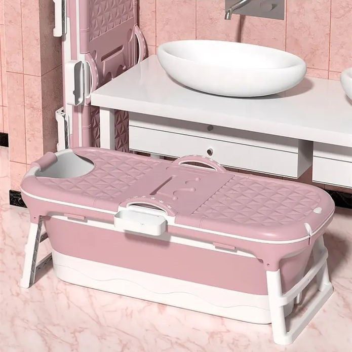 Unisex Portable Bathtub, Foldable SPA Bathtub for Home - Pink Color
