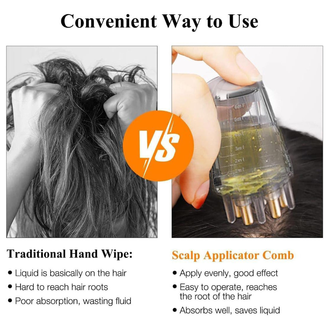 A Person is Using Hair Oil Scalp Applicator Comb.