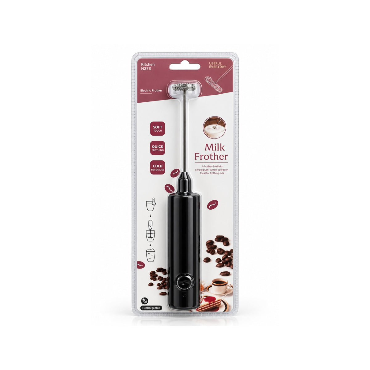 Pack of Handheld Electric Milk Frother.