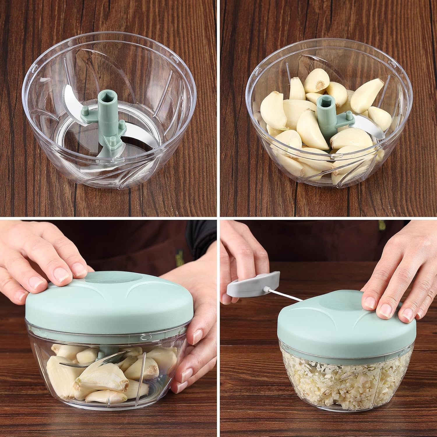Manual Food Chopper, Multi-Functional Hand Cutter, Pull String Food Processor