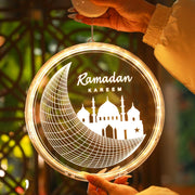A Person is Holding Ramadan 3D Decorative Hanging Light.