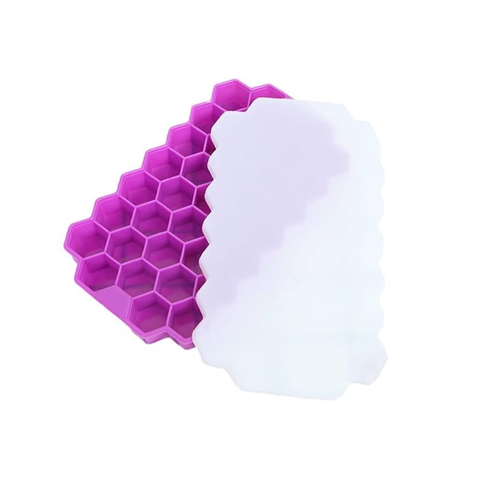 Purple honeycomb silicone mold on a white background