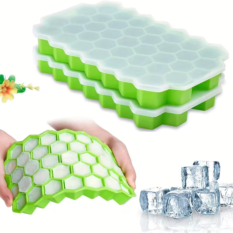 A Person is Bending Honeycomb Silicone Ice Cube Tray.