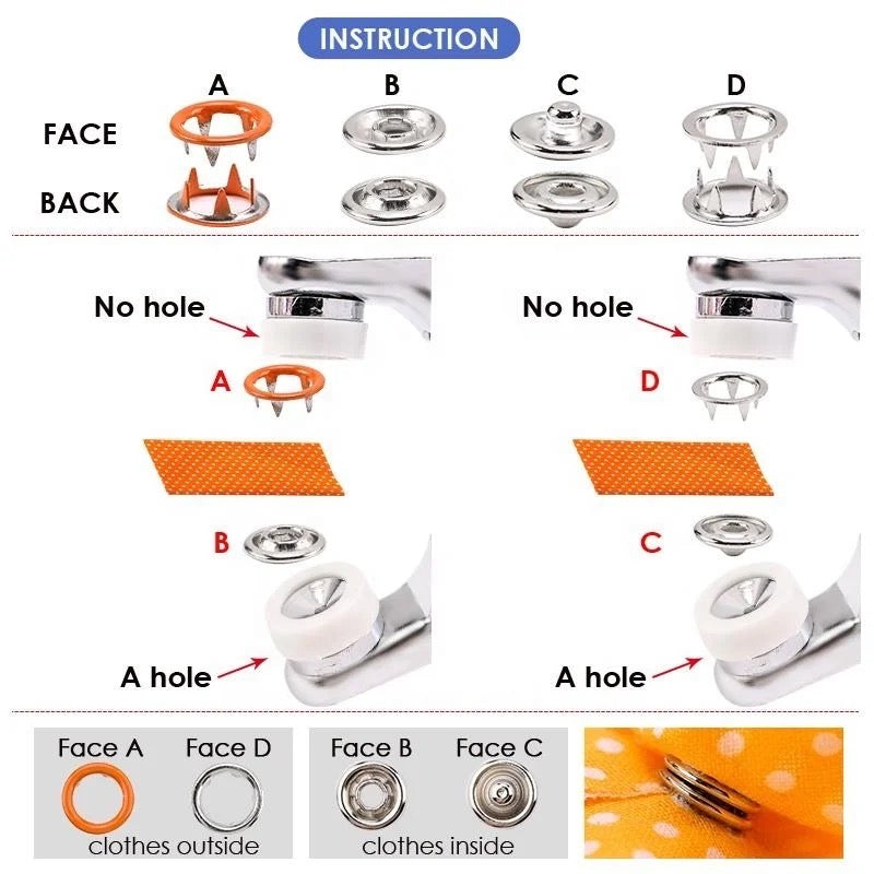 One Press Quick Button Fitter Plier, Stainless Steel Thickened Snap Button Fixer