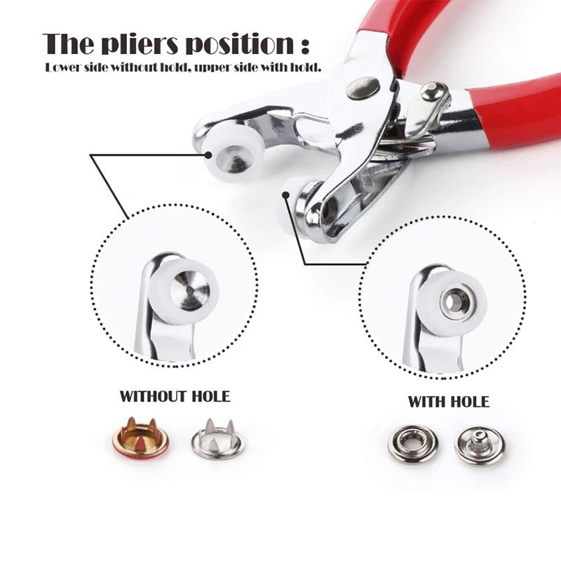 One Press Quick Button Fitter Plier, Stainless Steel Thickened Snap Button Fixer