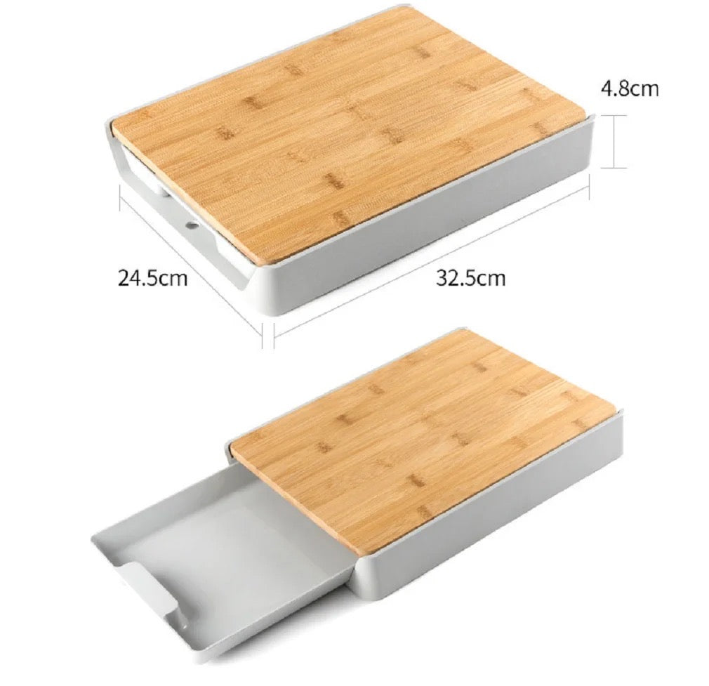 Multifunctional Bamboo Cutting Board Drawer Type Chopping Board Kitchen Tool