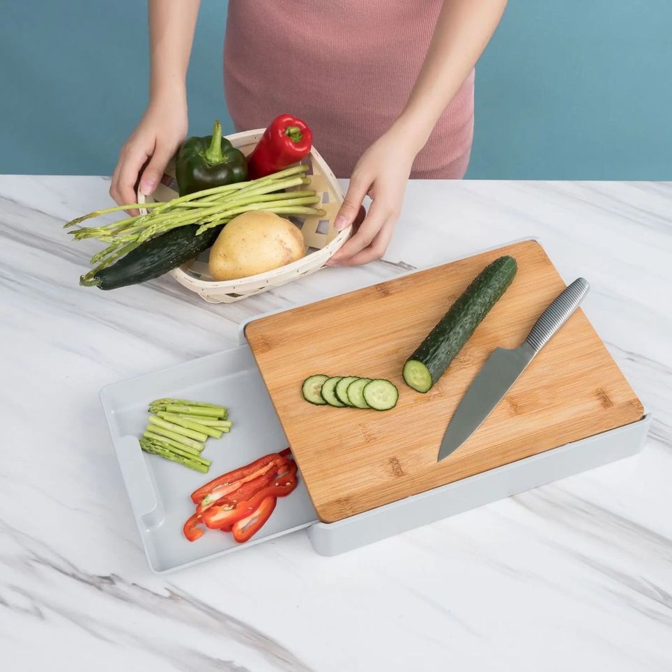 Multifunctional Bamboo Cutting Board Drawer Type Chopping Board Kitchen Tool