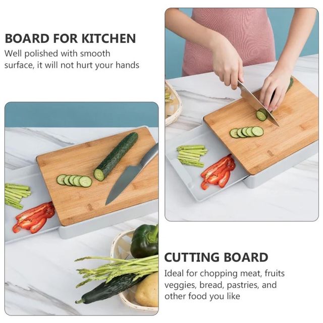 Multifunctional Bamboo Cutting Board Drawer Type Chopping Board Kitchen Tool