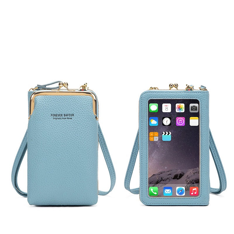 Women's Crossbody Shoulder Wallet Bag in light Blue Color