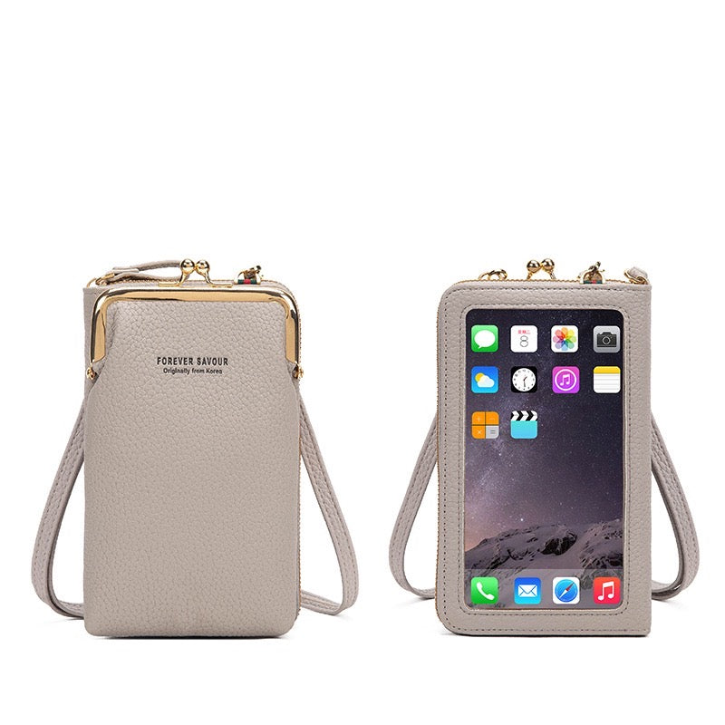 Women's Crossbody Shoulder Wallet Bag in Gray Color
