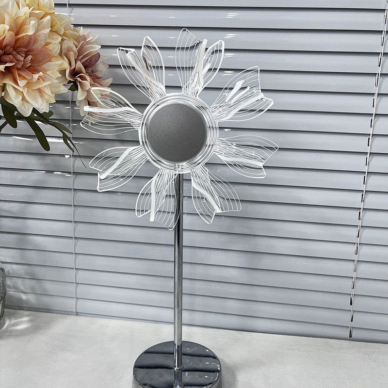 Sunflower Windmill LED Room Decor Lamp, 3 Colors Touch Control Lampshade Light for Bedside Table