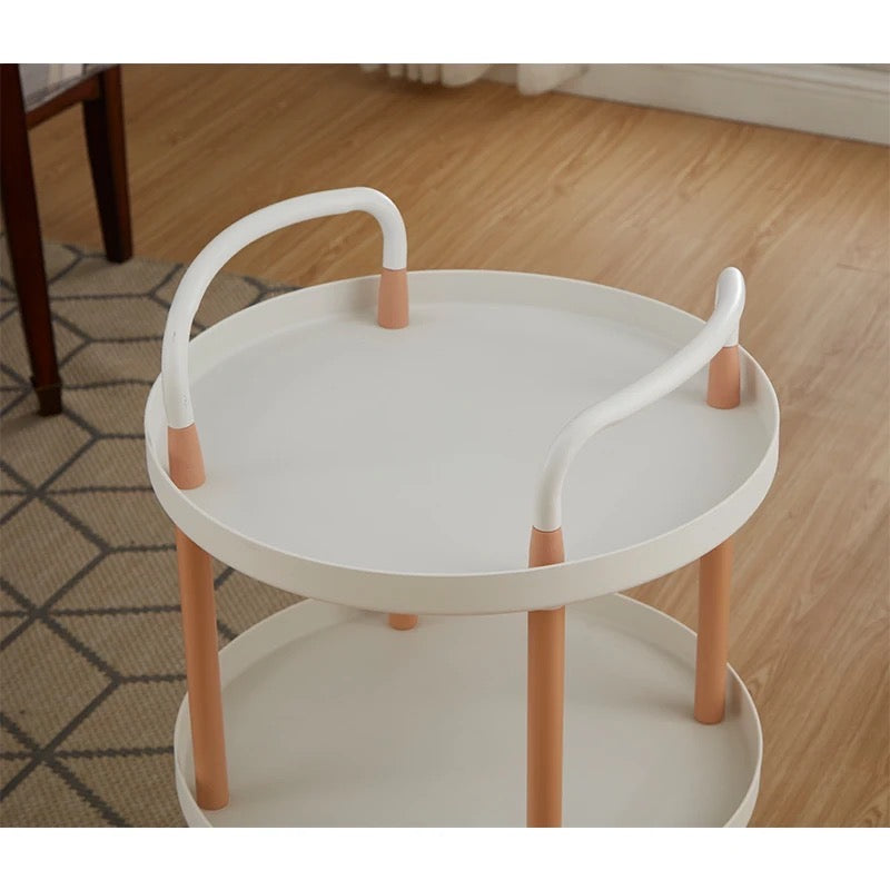 An up-close view of the multi-tier mobile storage table