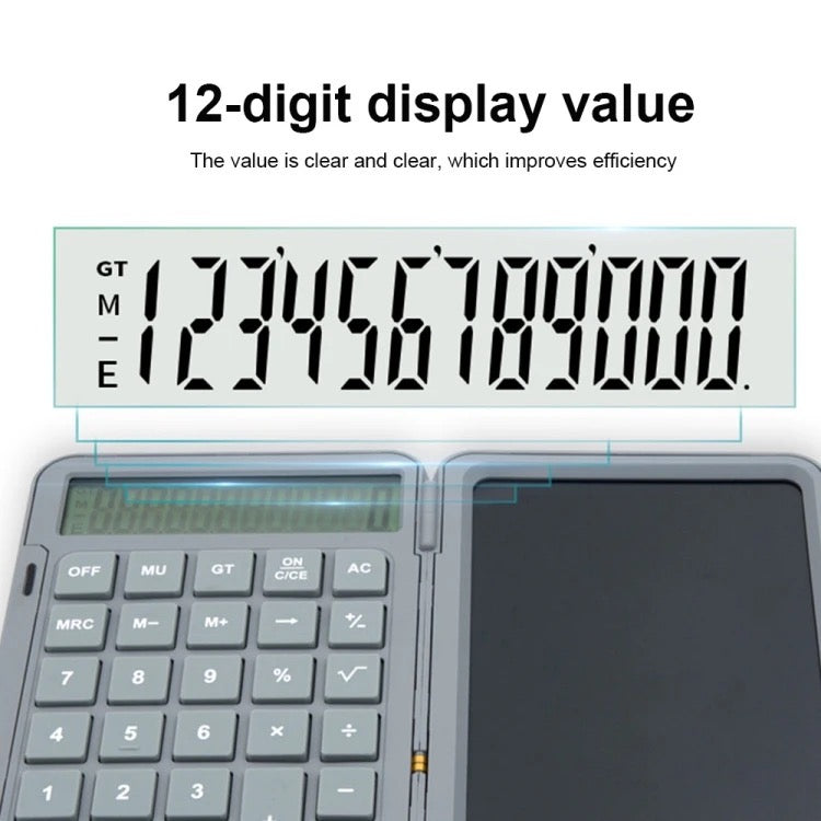 6 inches Handwriting Notepad Calculator, 12 Digits LCD Display with Stylus Pen, Erase Button, Lock Function, Gift for Kids