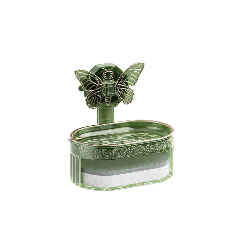 Double-Layer Butterfly Suction Cup Soap Box  in transparent color
