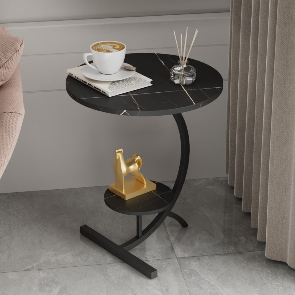 Featuring a formal Double Layer Sofa Side Table