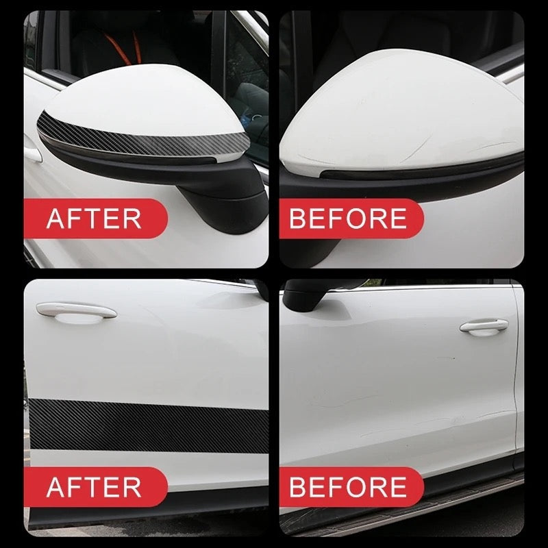 Anti-Scratch 5D Carbon Fiber Stickers - Image displays  Before and after use of product in a collage