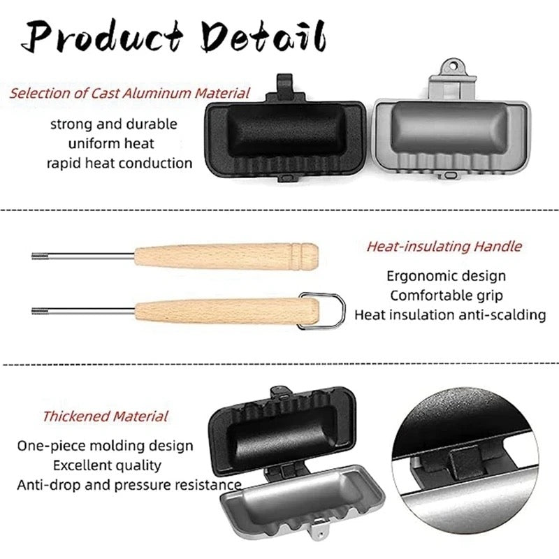 Double-Sided Breakfast Sandwich Maker - Non-Stick Frying Pan for Toasted Sandwiches, Pancakes, Omelets.