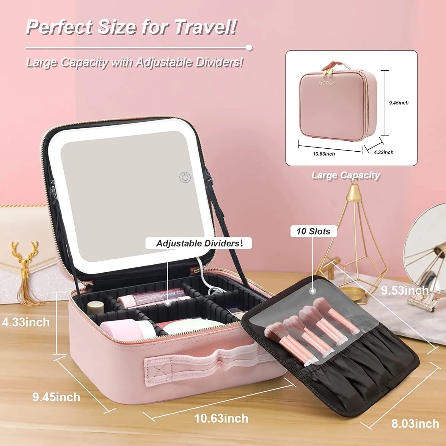 Portable Travel Makeup Cosmetic Organizer Bag - Details and size