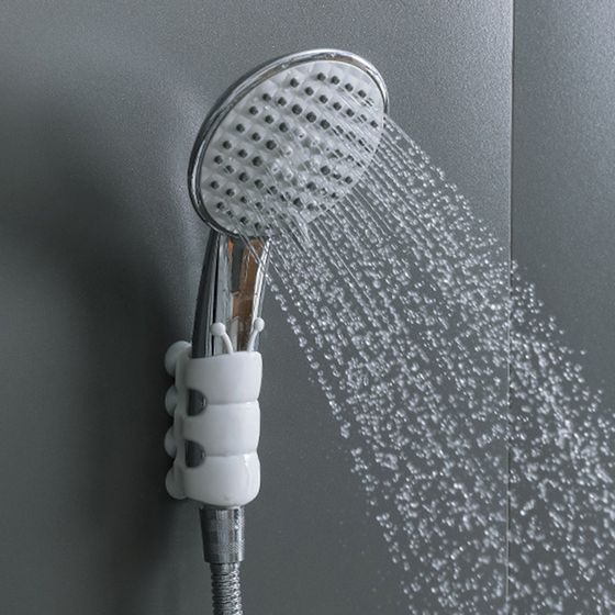 Used in a Silicone Suction Cup Wall Mount, no drilling shower head holder