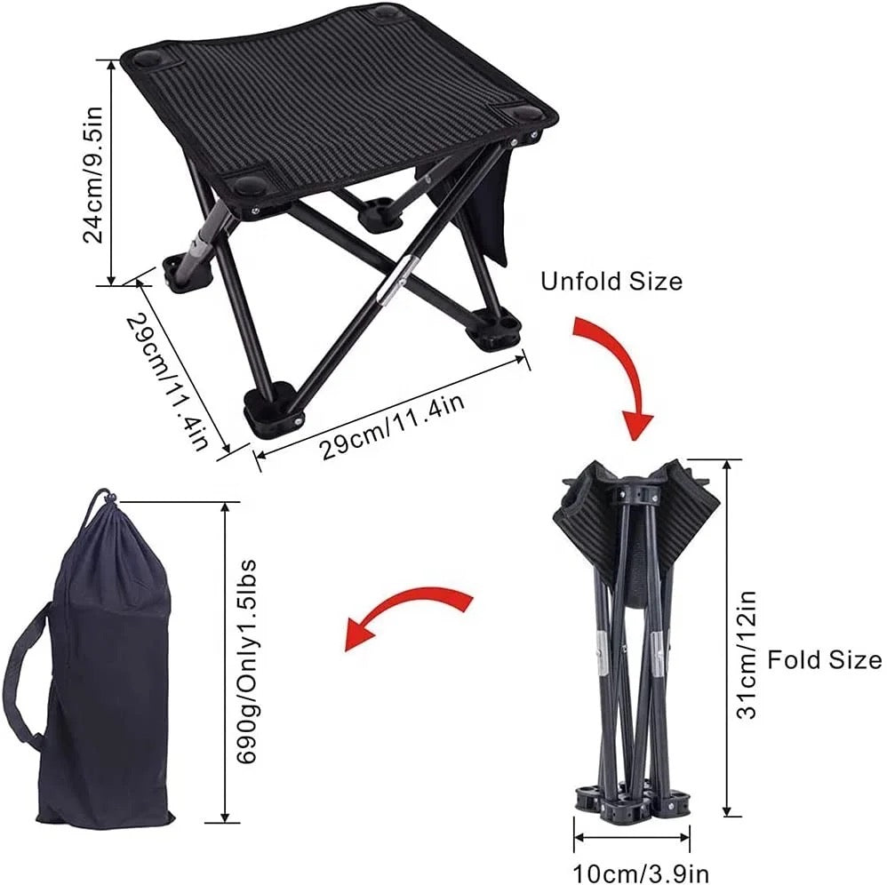 Portable Outdoor Camping Stool, Quick Deploy Seat Chair for Picnic, Camping, Fishing, BBQ