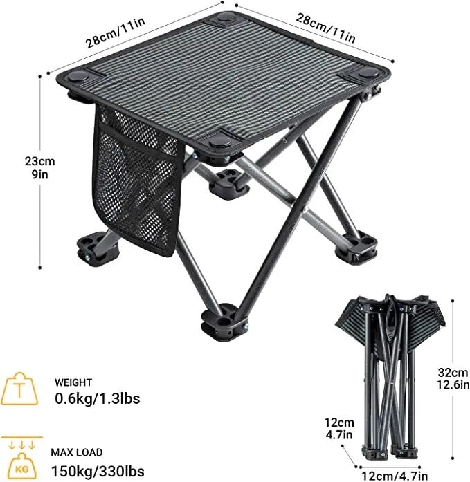 Portable Outdoor Camping Stool, Quick Deploy Seat Chair for Picnic, Camping, Fishing, BBQ