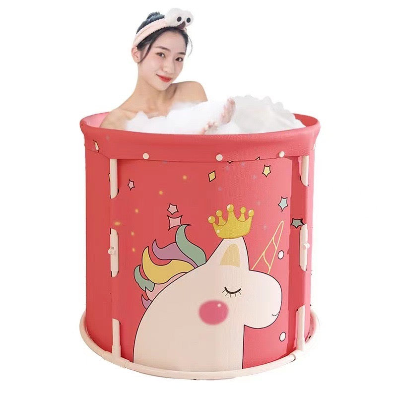 A woman taking a relaxing bath in a bathtub