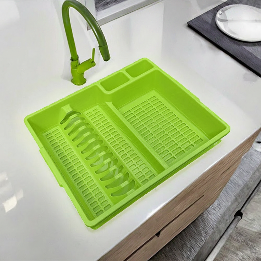 Kitchen Sink Dish Organizer Drying Rack Placed on a Kitchen Countertop.