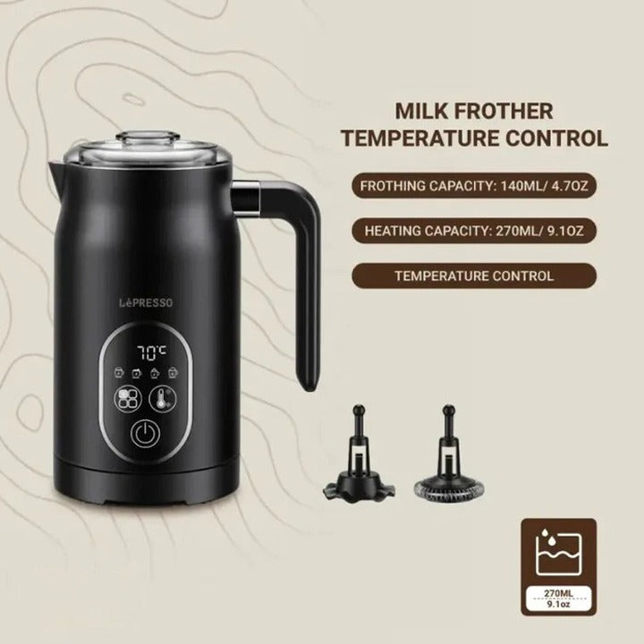 LEPRESSO Four Froth Milk Frother, Temperature Control Hot & Cold Foam Maker