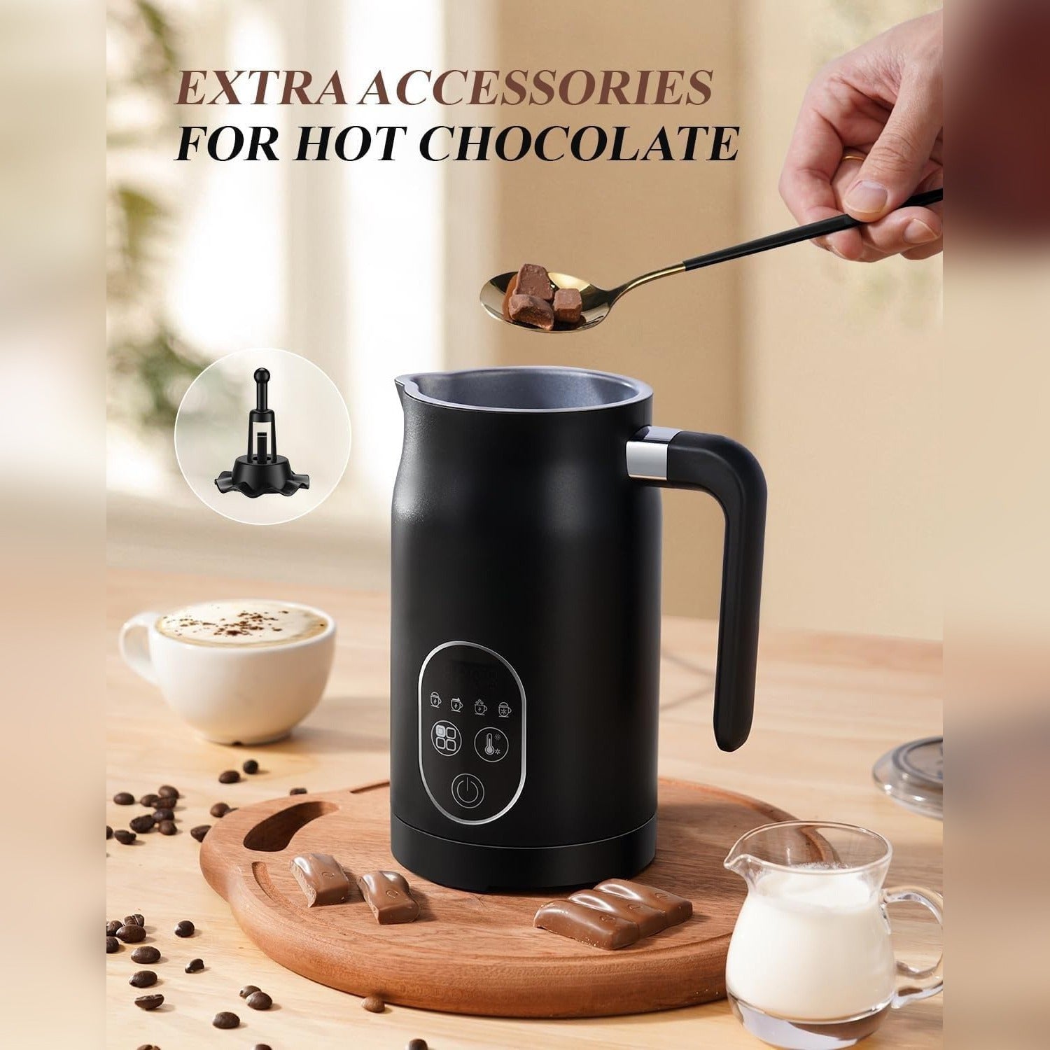 LEPRESSO Four Froth Milk Frother, Temperature Control Hot & Cold Foam Maker