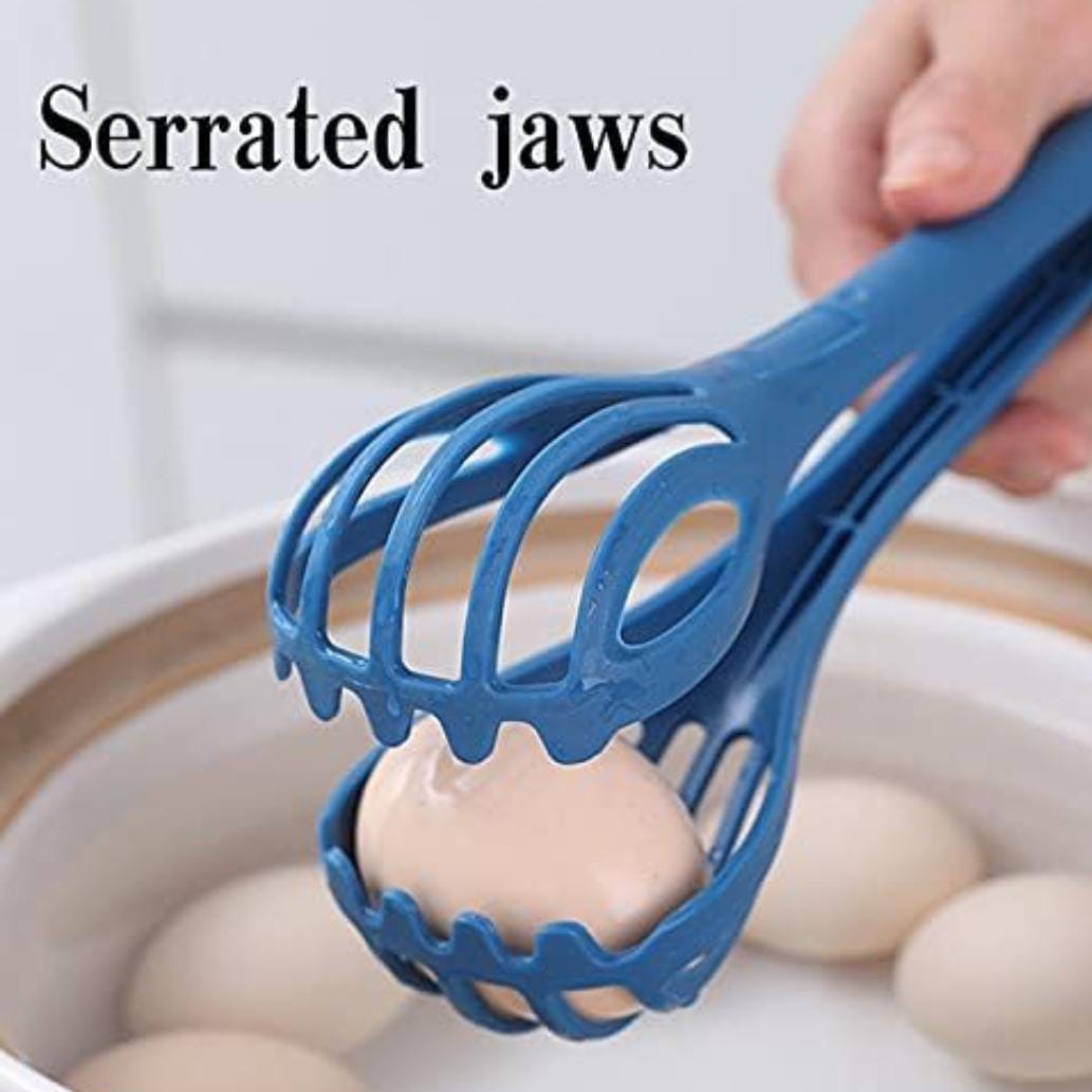 A Person Picks Egg Using Food Tong..