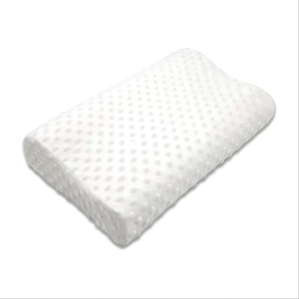 White Memory Foam Pillow with textured surface on a white background