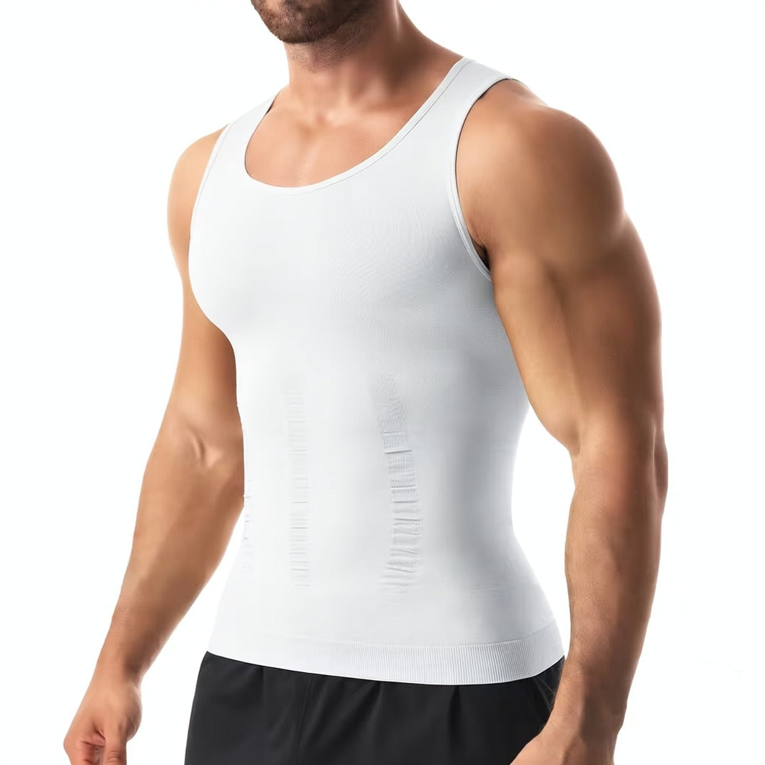 Men’s Slimming Compression Shaper Vest, Seamless Body Shaping Tank Top for Tummy Control
